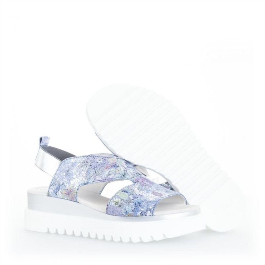 Gabor 23612.36 - Cuir Fleuri Bleu Métallisé