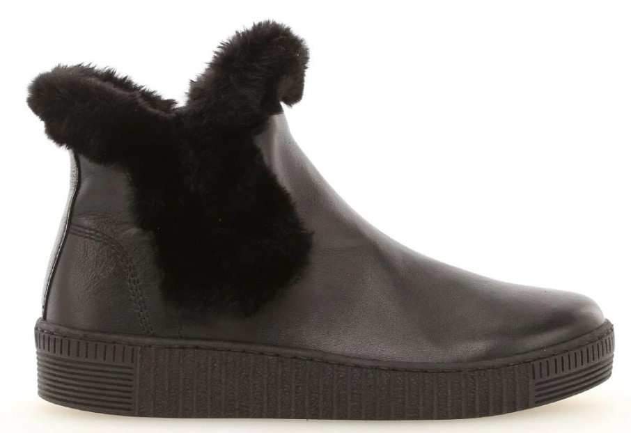 Gabor 33.737-27 - Bottine Plateau Cuir Lisse Noir