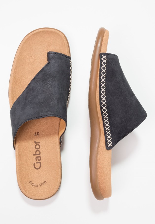 Gabor Sandales à Barre En T Bleu Nuit