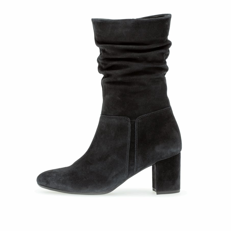 Bottine Mi-haute Ample à Talon Carré Bleu Marine Gabor