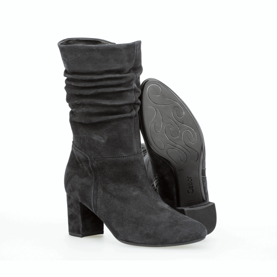 Bottine Mi-haute Ample à Talon Carré Bleu Marine Gabor