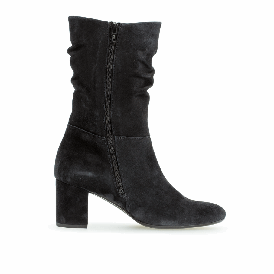 Bottine Mi-haute Ample à Talon Carré Bleu Marine Gabor