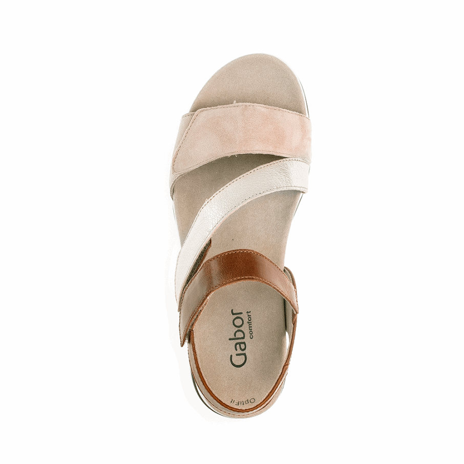 Sandale à Bride De Cheville Gabor Caramel/or/rosa