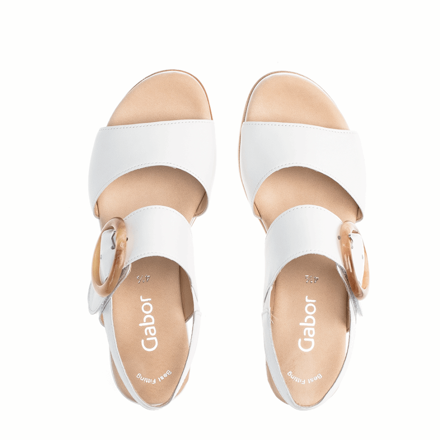 Sandale Compensée à Bride Cheville Blanc Gabor