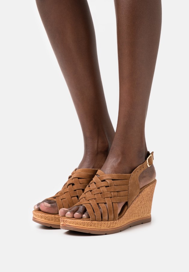 Sandales Gabor Plateforme Lapin/soie/cacahuète