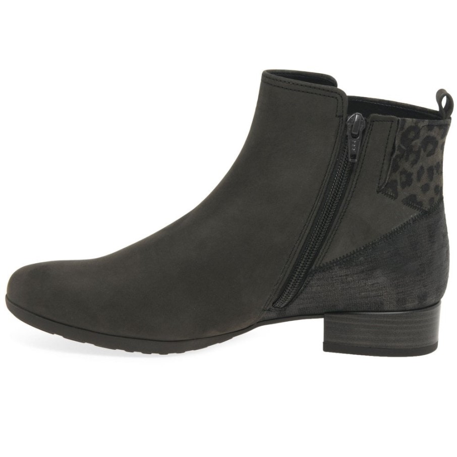 Bastia Bottines Larges Femme Nubuck Anthracite Gabor