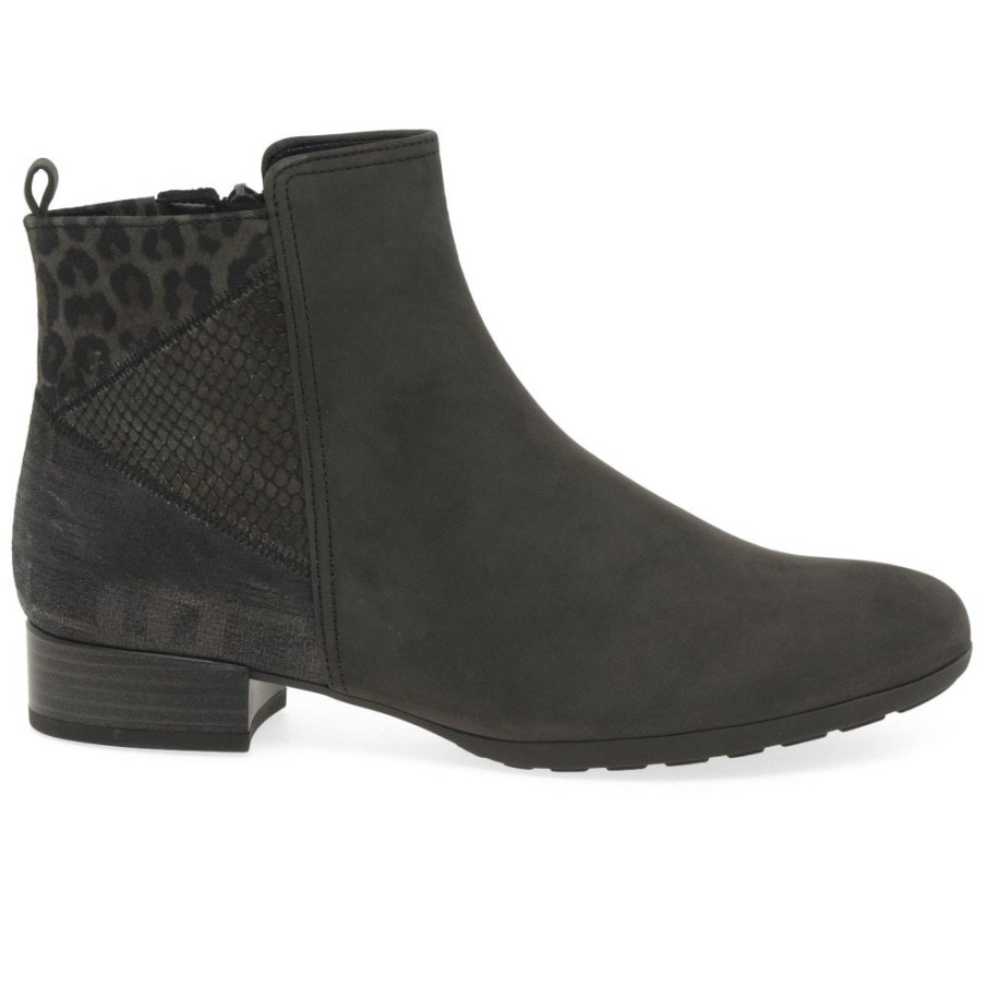 Bastia Bottines Larges Femme Nubuck Anthracite Gabor