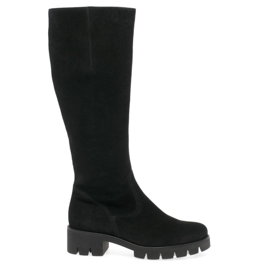 Bram( M) Bottes Longues Femme Nubuck Noir Gabor