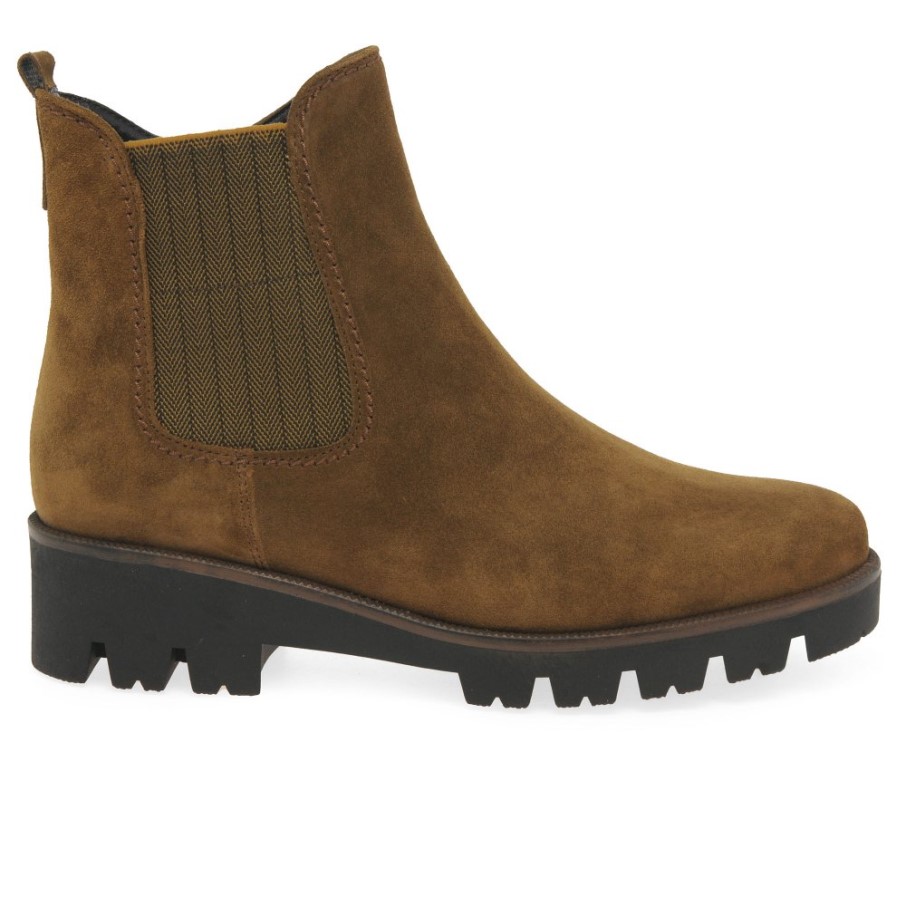 Bottes Chelsea En Daim Cognac Gabor Newport Pour Femmes