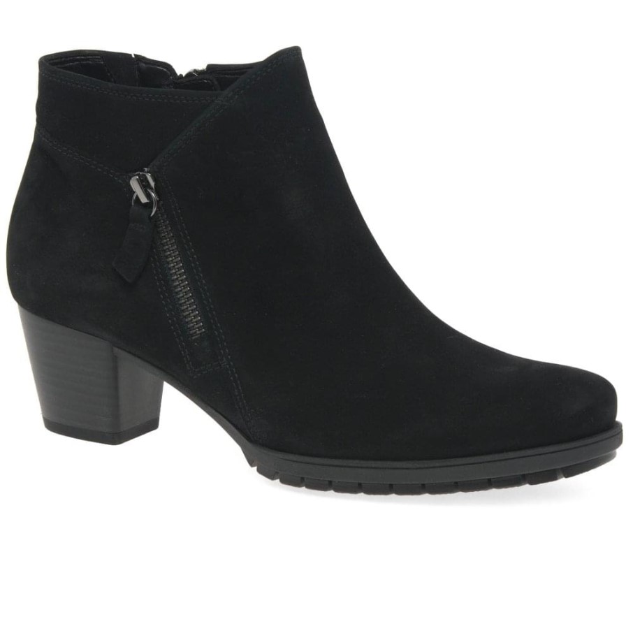 Gabor Bottines Olivetti En Nubuck Noir Pour Femme à Fermeture Zippée