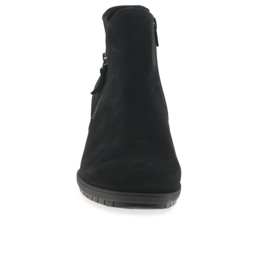 Gabor Bottines Olivetti En Nubuck Noir Pour Femme à Fermeture Zippée