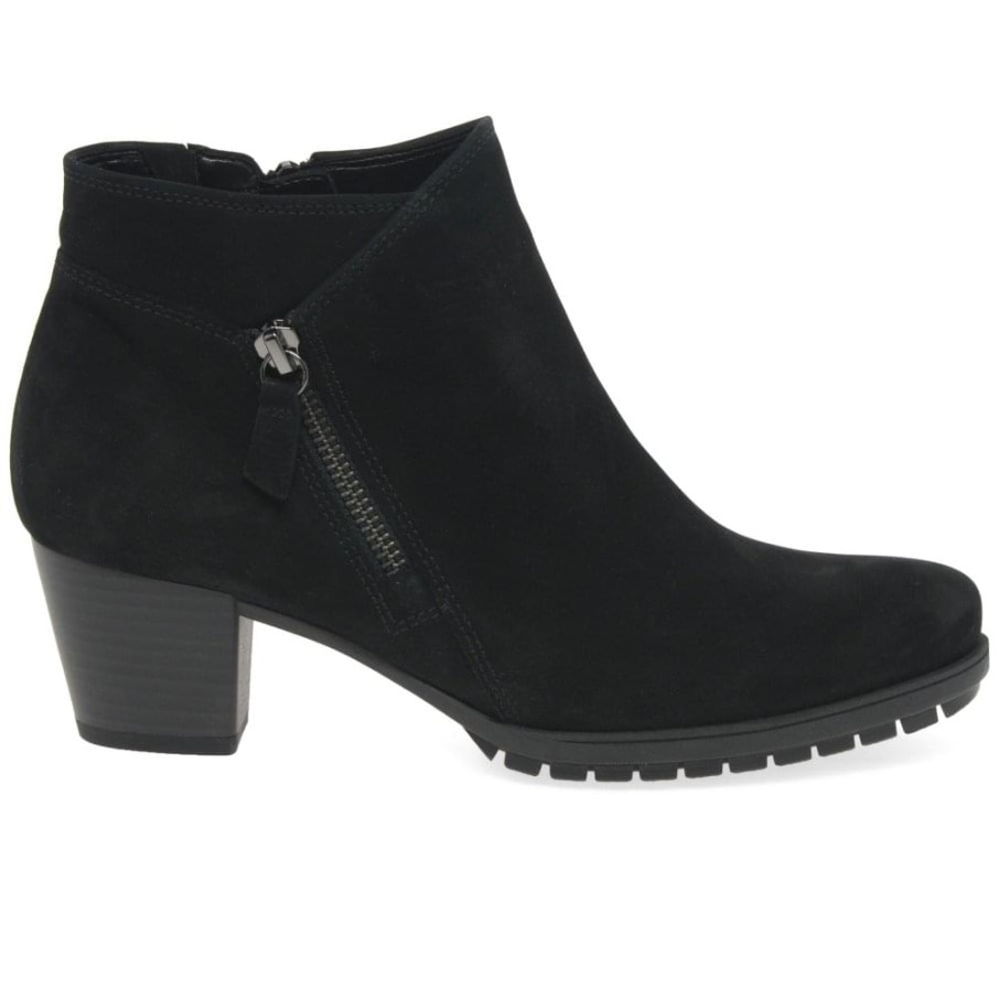 Gabor Bottines Olivetti En Nubuck Noir Pour Femme à Fermeture Zippée