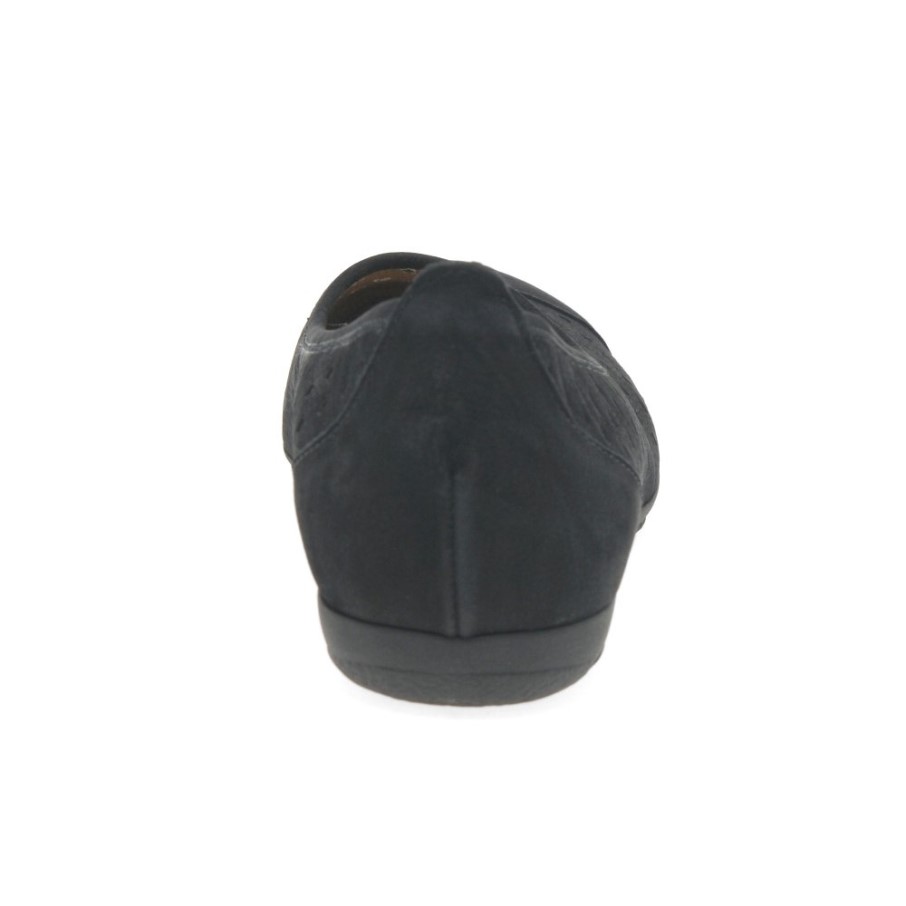 Gabor Chaussures Décontractées à Volants En Nubuck Noir Pour Femmes Avec Détails Perforés