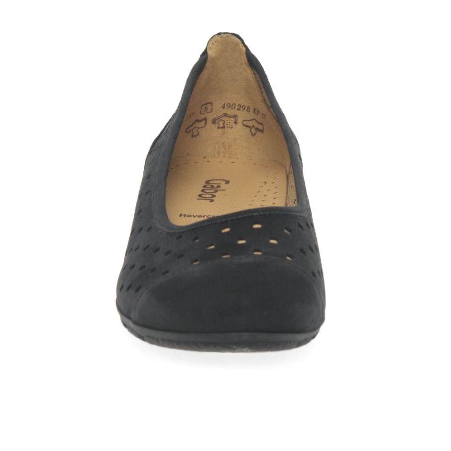 Gabor Chaussures Décontractées à Volants En Nubuck Noir Pour Femmes Avec Détails Perforés