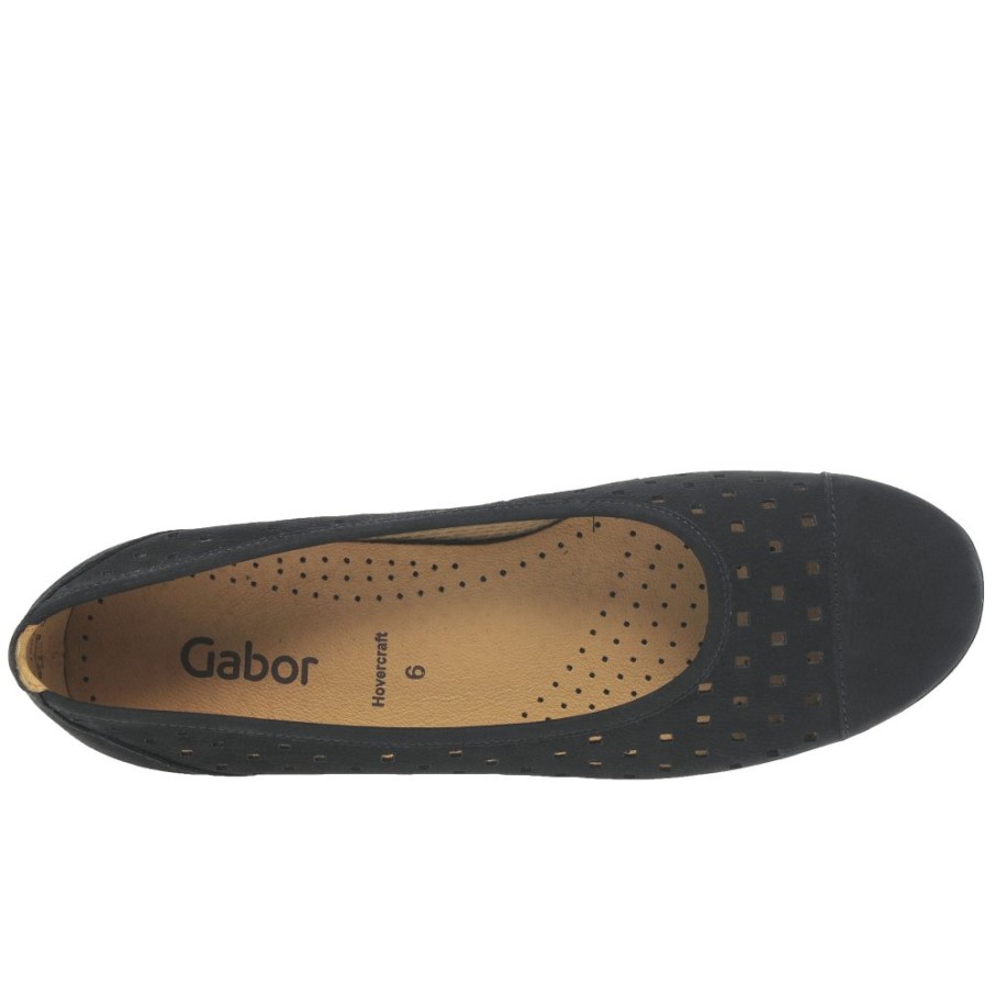 Gabor Chaussures Décontractées à Volants En Nubuck Noir Pour Femmes Avec Détails Perforés