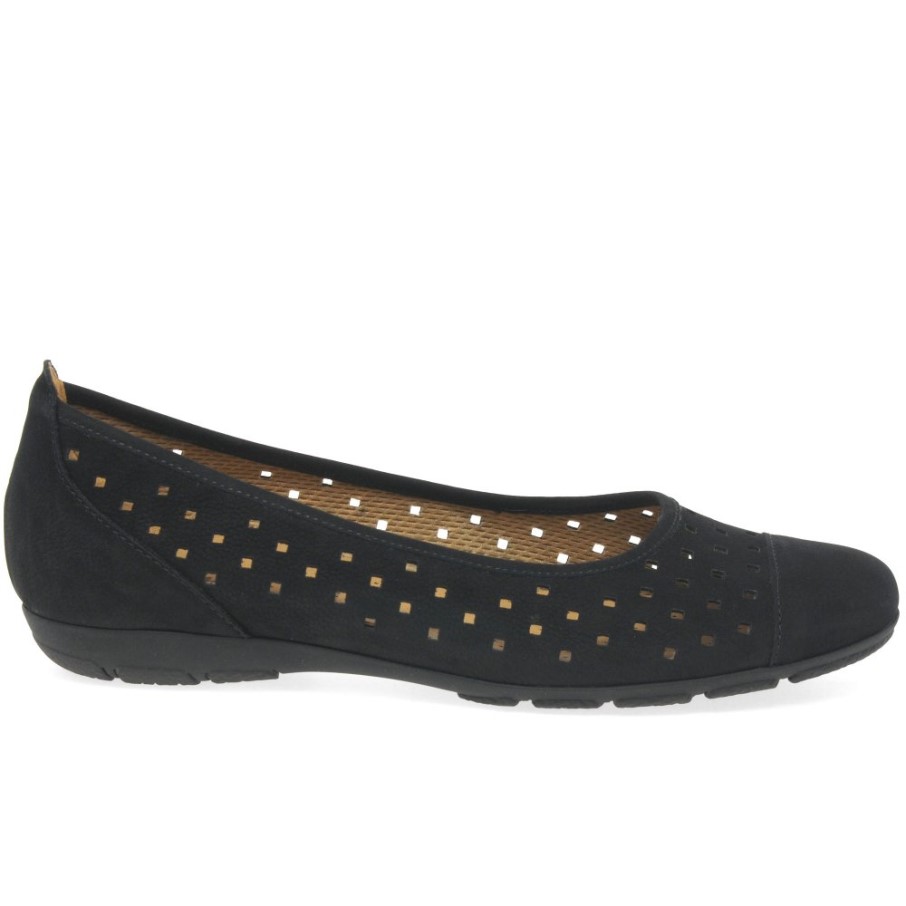 Gabor Chaussures Décontractées à Volants En Nubuck Noir Pour Femmes Avec Détails Perforés