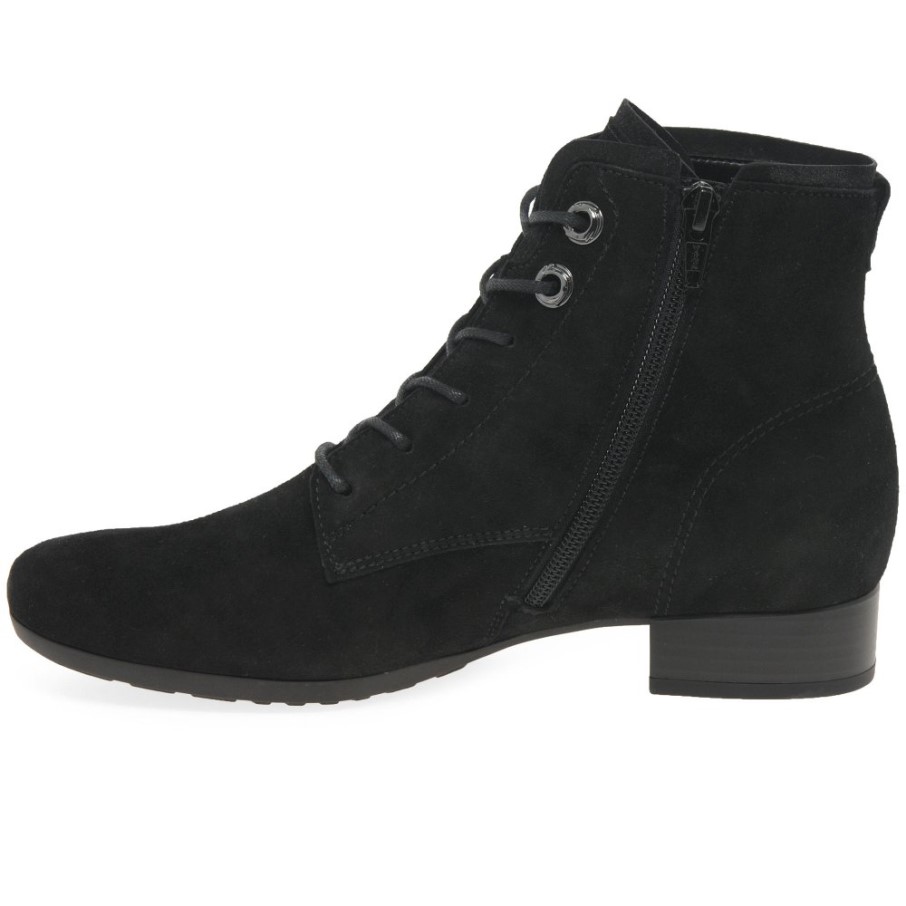 Gabor Bottines Bateau En Daim Noir Pour Femme