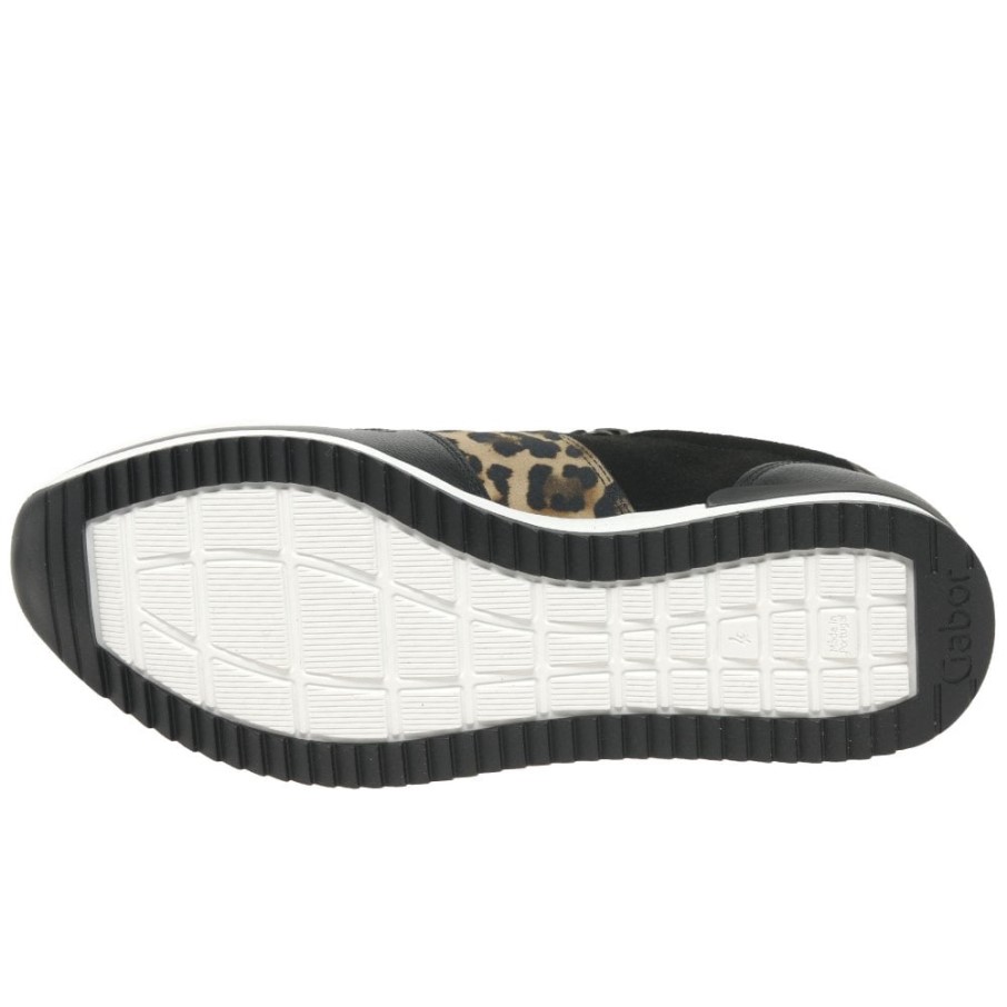 Gabor Daim Noir/cuir/léopard Lulea Femmes Baskets Décontractées