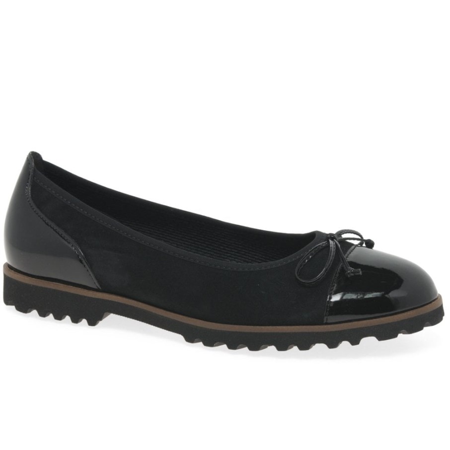 Gabor Daim Noir/patent Temptation Femmes Casual Chaussures