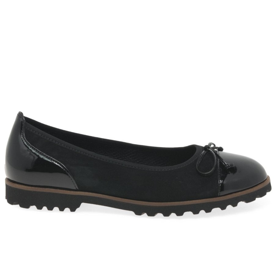 Gabor Daim Noir/patent Temptation Femmes Casual Chaussures