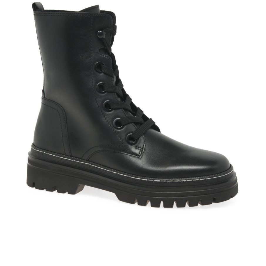 Gabor Bottes Militaires Pour Femmes Point De Genoa Noir/blanc