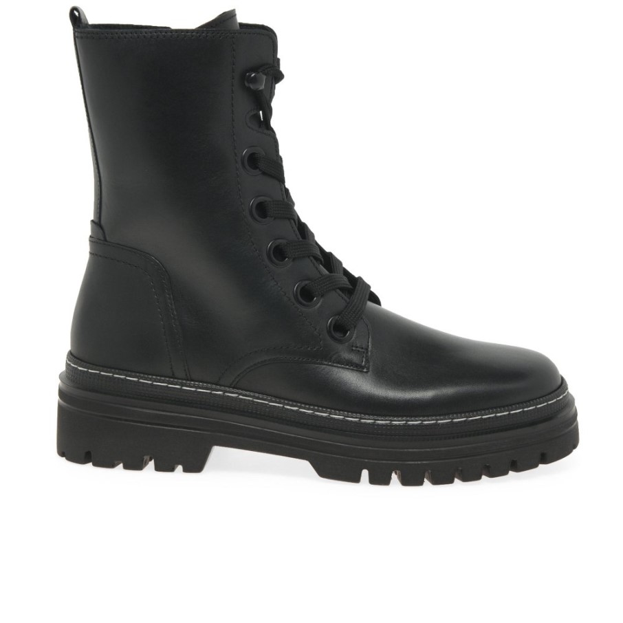 Gabor Bottes Militaires Pour Femmes Point De Genoa Noir/blanc