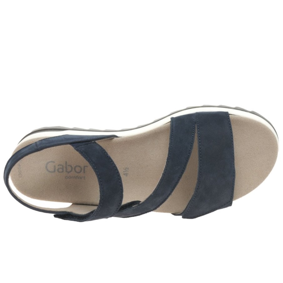 Gabor Blue Nubuck Verity Sandales à Talons Bas Pour Femme