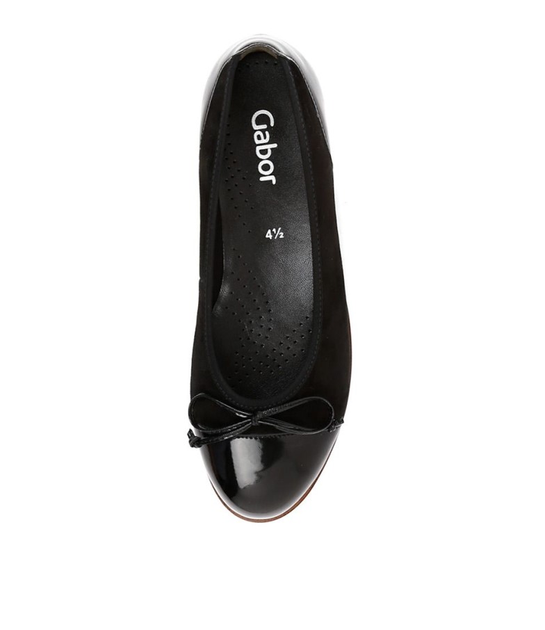 Trèfle Gabor Schwarz Cuir Verni