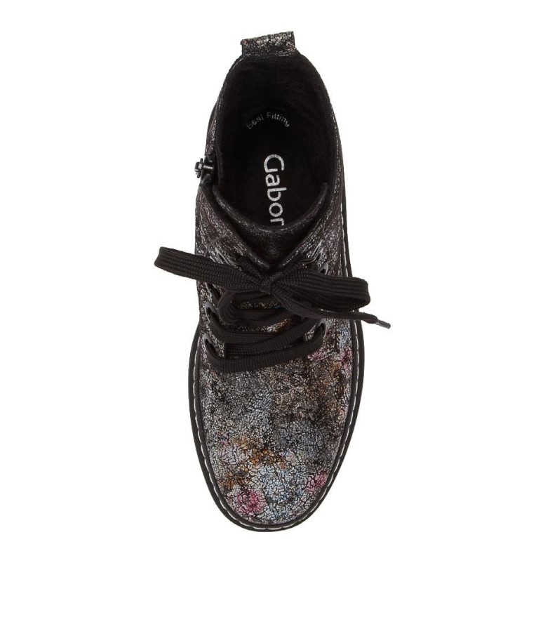 Gabor Hund Schwarz Bottes Mi-mollet En Cuir Multi