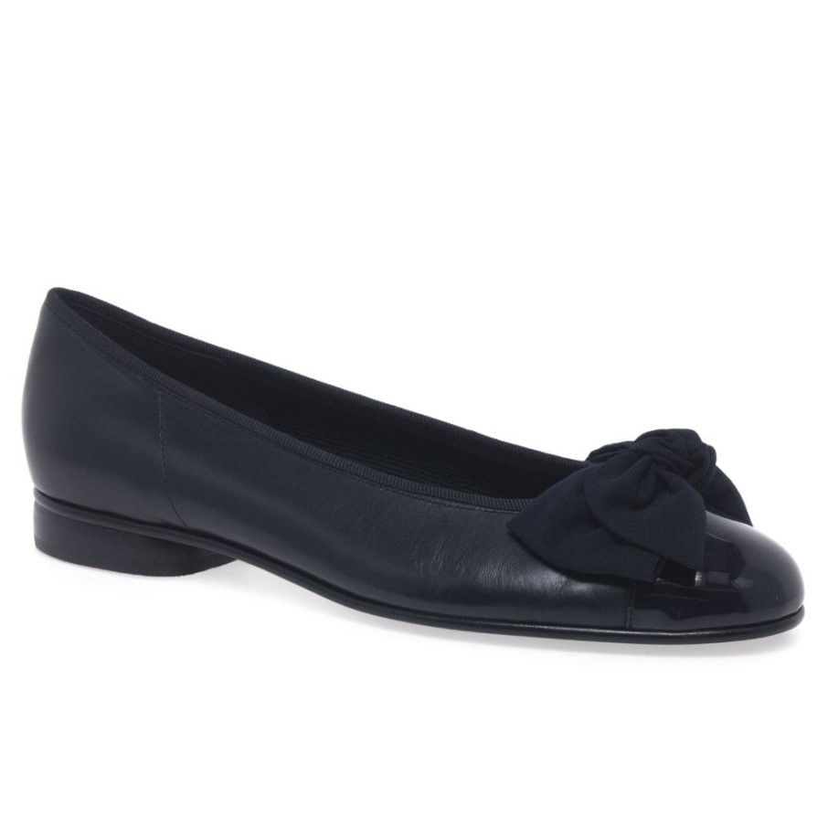 Bleu Marine Gabor Amy Bow Trim Ballerines Pour Femmes