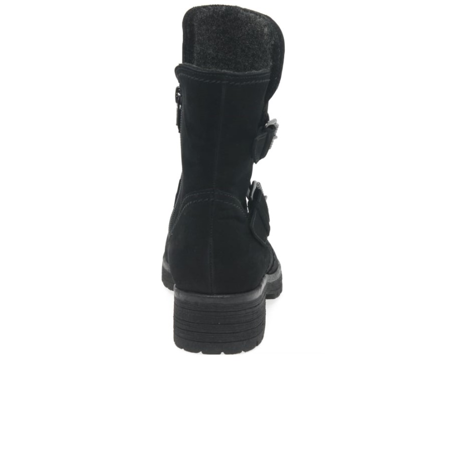 Shiraz Bottes De Motard à Détail De Boucle Pour Femme Gabor Nubuck Huile Noir