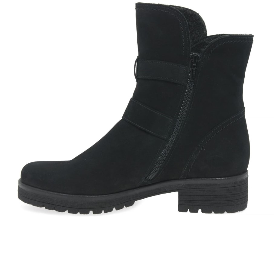 Shiraz Bottes De Motard à Détail De Boucle Pour Femme Gabor Nubuck Huile Noir